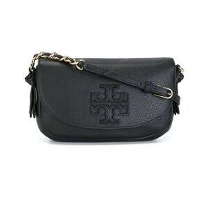 Excellent Condition Tory Burch Black Crossbody crossbody Bag with Gold Chain